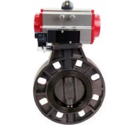 Затвор дисковый поворотный DN.ru НПВХ-НПВХ-E-2W-Fb-ISO Дн150 Ру10 межфланцевый, с пн.приводом DA-083 и магн.перекл. МППП-200 D050-91199