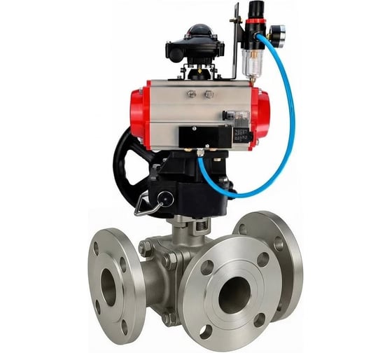 Кран шаровой DN.ru 316-316-PTFE-FP-3L-F-ISO-H Ду50 Ру16 HYMT фланц., пн.привод DA-065, пн.расп. PND1-S2EM-52-2-T08-220VAC, HDM-1, LSB-510-02ExM12-250, БПВ APU1-10-40-V08 D160-81605