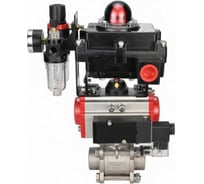 Кран шаровой DN.ru КШПП 316.200-ISO Ду50 Ру40 под приварку, пневмопривод DA-083, пневмораспределитеь PND2-S1EM-52-1NC-J08-24VDC, БКВ LSB-410-02ExM12-250, БПВ APU1-10-40-V08 (опресс D160-78324