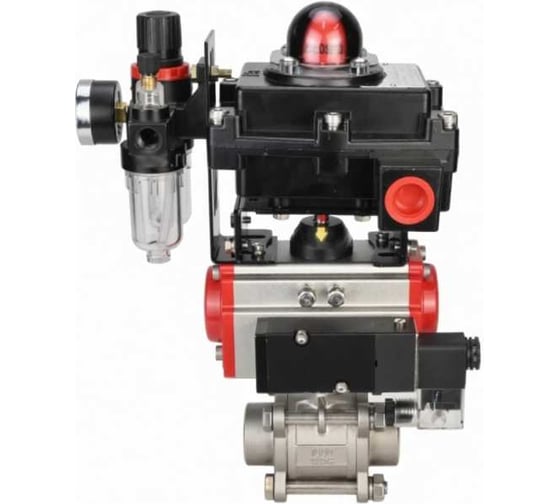 Кран шаровой DN.ru КШПП 316.200-ISO Ду50 Ру40 под приварку, пневмопривод DA-083, пневмораспределитеь PND2-S1EM-52-1NC-J08-24VDC, БКВ LSB-410-02ExM12-250, БПВ APU1-10-40-V08 (опресс D160-78324