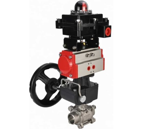 Кран шаровой DN.ru КШПП 316.200-ISO Ду40 Ру40 под приварку, с пневмоприводом DA-083, БКВ LSB-410-02ExM12-250 и ручка дублер HDM-2 D160-78393