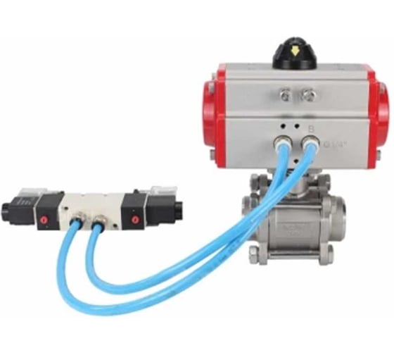 Кран шаровой DN.ru КШПП 316.200-ISO Ду65 Ру25 под приварку, с пневмоприводом SA-130, пневмораспределитеь PND1-S2EM-52-2-T10-220VAC D160-78429