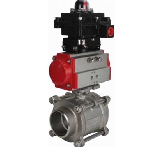 Кран шаровой DN.ru КШПП 316.200-ISO Ду65 Ру25 под приварку, с пневмоприводом SA-130 и БКВ LSB-410-02ExM12-250 D160-78402