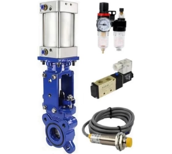 Задвижка шиберная DN.ru GGG40-304-EPDM-2W-Fb-2P WENZ Ду150 Ру10 межфланц., выш. шпиндель, пн.привод, пн.распред PND3-S1EM-52-1NC-J08-24VDC KUOIN, LS-12A3-00NI0-24VDC, БП D040-10942