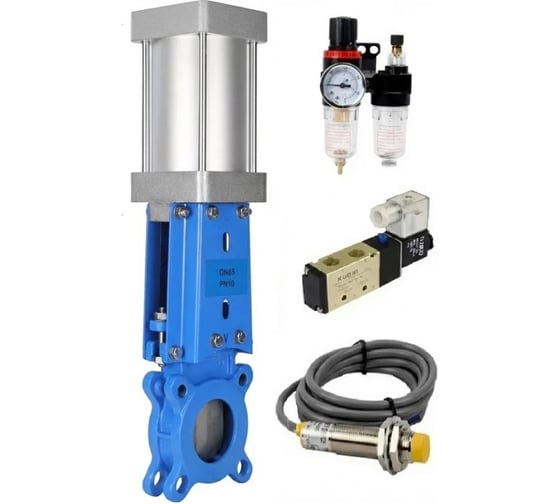 Задвижка шиберная DN.ru 304-304-M-1W Ду80 Ру16 межфланц., выш. шпиндель, пн.привод, пн.распред PND3-S1EM-52-1NC-J08-24VDC KUOIN, LS-12A3-00NI0-24VDC, БПВ APU1-10-40-V08 D040-10915