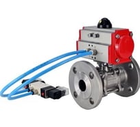 Шаровой кран DN.ru КШФПТ.304.180 Ду20 Ру40, фланцевый, PTFE, с пн.приводом SA-052 и пн.распред PND1-S2EM-52-2-T10-220VAC D160-81478