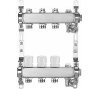 Коллекторная группа DN.ru КГ-4 1 Ду25 Ру10 11 отв., с термоклапанами и запорно-баланс. клапанами, дрен. краном, возд.отв.ом, с загл., нерж. сталь D410-05338