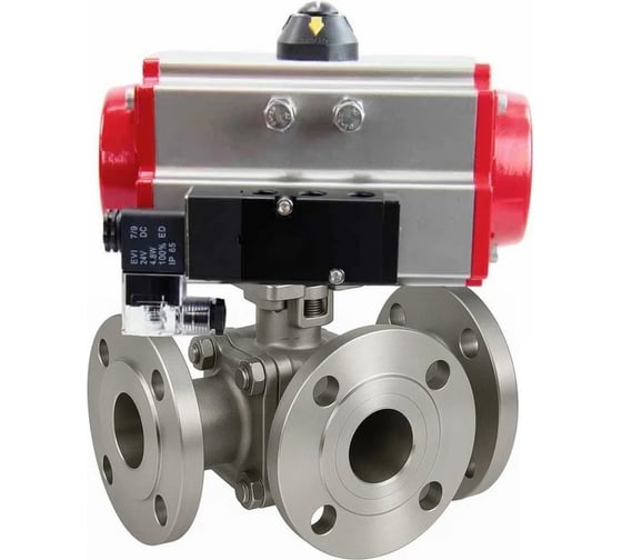 Кран шаровой DN.ru 316-316-PTFE-FP-3L-F-ISO-H Ду50 Ру16 HYMT фланц., пн.привод SA-105 и пн.распред PND1-S2EM-52-2-T08-220VAC NAMUR D160-81665