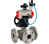 Кран шаровой DN.ru 316-316-PTFE-FP-3L-F-ISO-H Ду80 Ру16 HYMT фланц., пн.привод DA-105, пн.расп. PND1-S2EM-52-2-T08-220VAC, HDM-3, LSB-510-02ExM12-250, БПВ APU1-10-40-V08 D160-81606