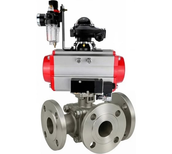 Кран шаровой DN.ru 316-316-PTFE-FP-3L-F-ISO-H Ду80 Ру16 HYMT фланц., пн.привод SA-130, пн.расп.ит PND1-S2EM-52-2-T10-220VAC, БКВ LSB-210-02NM12-220/24, БПВ APU1-10-40-V0 D160-81703