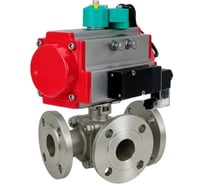 Кран шаровой DN.ru 316-316-PTFE-FP-3L-F-ISO-H Ду80 Ру16 HYMT фланц., пн.привод DA-105, пн.расп.ит PND1-S2EM-52-2-T10-220VAC, магн.перекл. МППП-200 D160-81621