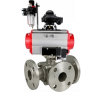 Кран шаровой DN.ru 316-316-PTFE-FP-3L-F-ISO-H Ду80 Ру16 HYMT фланц., пн.привод SA-130, пн.расп.ит PND1-S2EM-52-2-T10-220VAC, БКВ LSB-510-02ExM12-250, БПВ APU1-10-40-V08 D160-81715