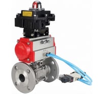 Шаровой кран DN.ru КШФПТ.304.180 Ду25 Ру40, фланц., PTFE, пн.привод DA-052, пн.распред PND1-S2EM-52-2-T08-220VAC, БКВ LSB-410-02ExM12-250 D160-81122