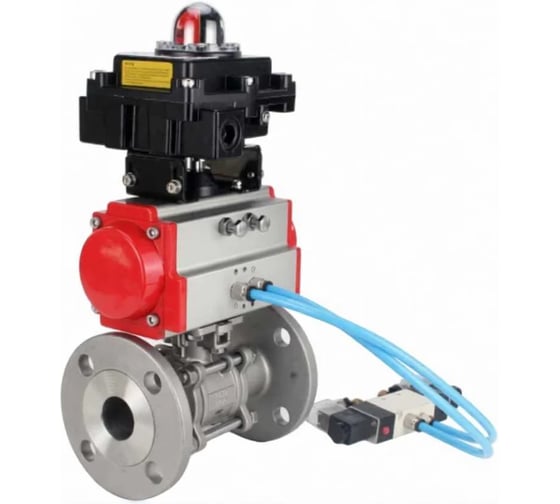 Шаровой кран DN.ru КШФПТ.304.180 Ду25 Ру40, фланц., PTFE, пн.привод SA-065, пн.распред PND1-S2EM-52-2-T08-220VAC, БКВ LSB-410-02ExM12-250 D160-81439