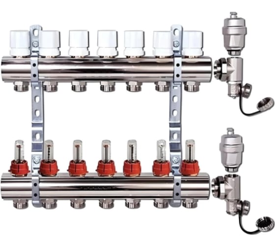 Коллекторная группа ViEiR 1x3/4 6 выходов, латунная, без расходомеров без кранов VR114-06A (V)