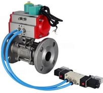 Шаровой кран DN.ru КШФПТ.304.180 Ду25 Ру40, фланц., PTFE, пн.привод SA-065, пн.распред PND1-S2EM-52-2-T08-220VAC, магн.перекл. МППП-200 D160-81410