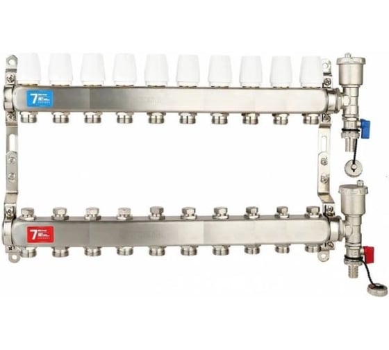 Коллекторная группа ViEiR 1x3/4 10 выходов из нержавеющей стали без расходомеров без кранов для теплого пола VR115-10A (V)