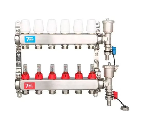 Коллекторная группа ViEiR 1x3/4 9 выходов латунная без кранов для радиаторного отопления VR112-09A (V)
