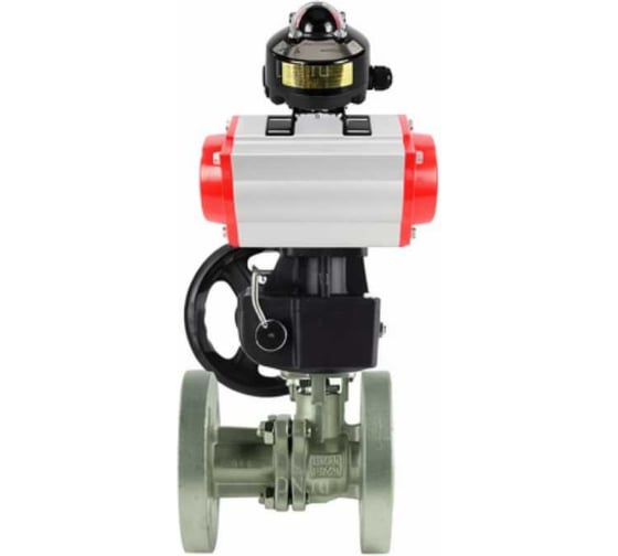 Кран шаровой DN.ru КШ.Ф.П.316.200 Ду50 Ру40 двухходовой, фланцевый с пневмоприводом DA-083, ручной дублер HDM-2 и БКВ LSB-510-02ExM12-250 D160-79569