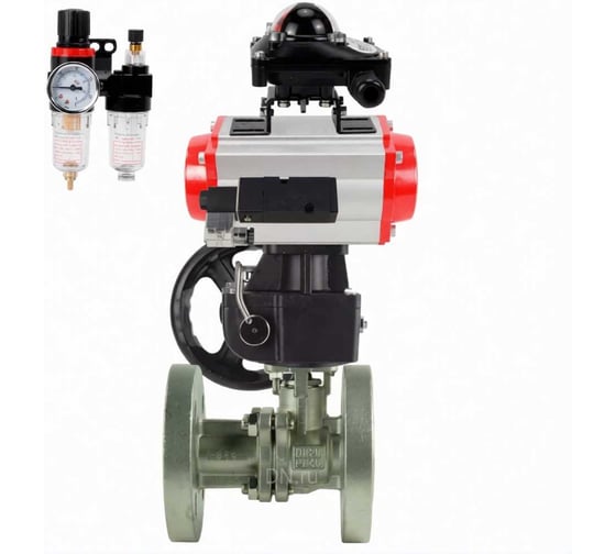 Кран шаровой DN.ru КШ.Ф.П.316.200 Ду50 Ру40, фланцевый, пневмоприводом DA-083, пневмораспределитель PND2-S1EM-52-1NC-J08-220VAC, ручной дублер HDM-2, БКВ LSB-210-02NM12-220/24, БПВ APU1-10-40 D160-79949
