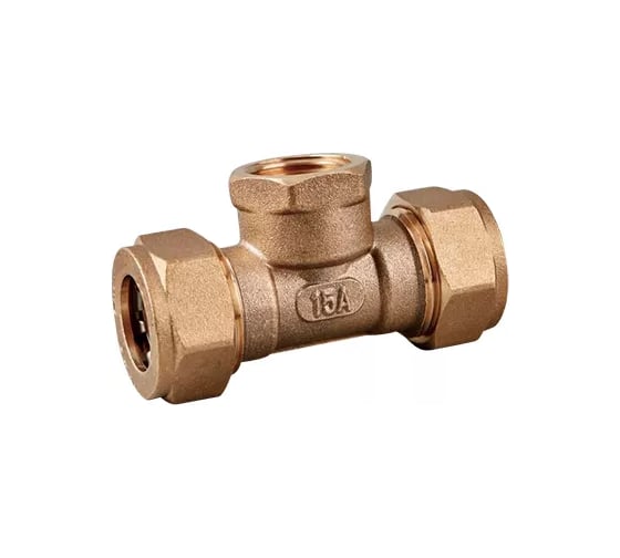 Тройник ViEiR 25x1х25 с внутренней резьбой латунный для гофрированной нержавеющей трубы VPF25525 (V)