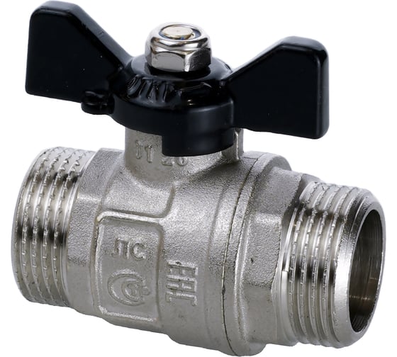 Кран шаровой RTP ГОСТ 3/4'' латунный наружная/наружная резьба PN 40, ручкаабочка, 49313