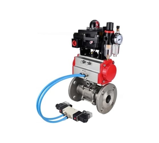 Шаровой кран DN.ru КШФПТ.304.180 Ду25 Ру40, фланц., пн.привод DA-052, пн.распред PND1-S2EM-52-2-T08-220VAC, БКВ LSB-410-02ExM12-250, БПВ APU1-10-40-V08 D160-81132