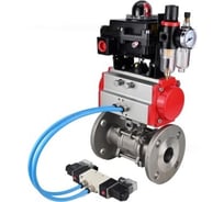 Шаровой кран DN.ru КШФПТ.304.180 Ду25 Ру40, фланц., пн.привод DA-052, пн.распред PND1-S2EM-52-2-T08-220VAC, БКВ LSB-410-02ExM12-250, руч.дубл. HDM-1 D160-81142