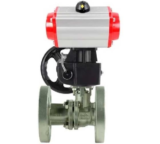 Кран шаровой DN.ru КШ.Ф.П.316.200 Ду65 Ру16 двухходовой, фланцевый с пневмоприводом DA-083 и ручным дублером HDM-2 D160-79477