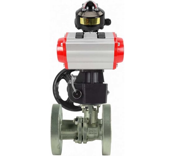 Кран шаровой DN.ru КШ.Ф.П.316.200 Ду65 Ру16 двухходовой, фланцевый, с пневмоприводом, DA-083, руч.дубл. HDM-2 и БКВ LSB-510-02ExM12-250 D160-79571