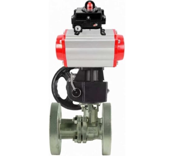 Кран шаровой DN.ru КШ.Ф.П.316.200 Ду65 Ру16 двухходовой, фланцевый, с пневмоприводом, DA-083, руч.дубл. HDM-2 и БКВ LSB-410-02ExM12-250 D160-79555