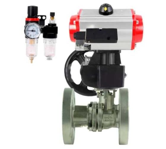 Кран шаровой DN.ru КШ.Ф.П.316.200 Ду25 Ру40, фланц., пн.привод DA-065, пн.распред PND2-S1EM-52-1NC-J08-24VDC, руч.дубл. HDM-1, БПВ APU1-10-40-V08 D160-79929