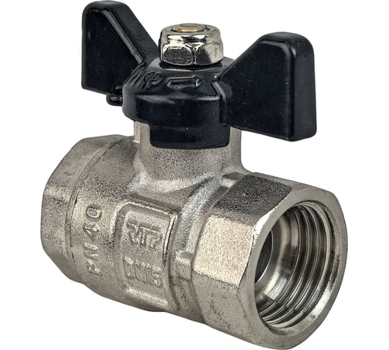 Кран шаровой RTP ГОСТ 1/2'' латунный внутренняя/внутренняя резьба PN 40, ручка бабочка 49304