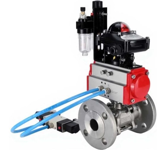 Шаровой кран DN.ru КШФПТ.304.180 Ду40 Ру40, фланц., пн.привод SA-083, пн.распред PND1-S2EM-52-2-T10-220VAC, БКВ LSB-210-02NM12-220/24, БПВ APU1-10-40-V08 D160-81518