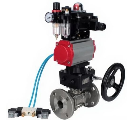 Шаровой кран DN.ru КШФПТ.304.180 Ду32 Ру40, фланц., пн.привод DA-052, пн.расп. PND1-S2EM-52-2-T08-220VAC, БКВ LSB-410-02ExM12-250, руч. HDM-1, БПВ APU1-10-40-V08 D160-81 D160-81153
