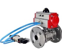 Кран шаровой DN.ru КШФПТ.304.180 Ду100 Ру16, фланц., PTFE, 22х22, WDVF, с пневмоприводом DA-105 и пневмораспределитель PND1-S2EM-52-2-T10-220VAC D160-81219