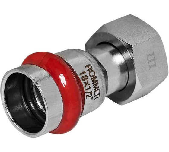 Переходник с накидной гайкой ROMMER RSS-1026-001812 ВПр-ВР, 18х1/2, из нержавеющей стали прессовой PEE9H4CCV8NKJP