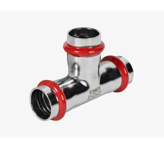 Тройник равнопроходной ROMMER ВПр, 22 мм из нержавеющей стали прессовой RSS-1013-000022 PEE9H4CCV7OKUP