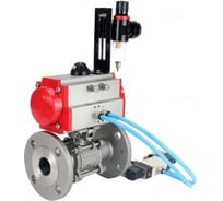 Шаровой кран DN.ru КШФПТ.304.180 Ду40 Ру40, фланц., PTFE, пн.привод DA-065, пн.распред PND1-S2EM-52-2-T08-220VAC, БПВ APU1-10-40-V08 D160-81064