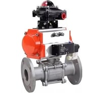 Шаровой кран DN.ru КШФПТ.304.180 Ду40 Ру40, фланц., PTFE, пн.привод SA-083, пн.распред PND1-S2EM-52-2-T08-220VAC, БКВ LSB-510-02ExM12-250 D160-81461