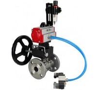 Шаровой кран DN.ru КШФПТ.304.180 Ду40 Ру40, фланц., пн.привод DA-065, пн.распред PND1-S2EM-52-2-T08-220VAC, руч.дубл. HDM-1, БПВ APU1-10-40-V08 D160-81214