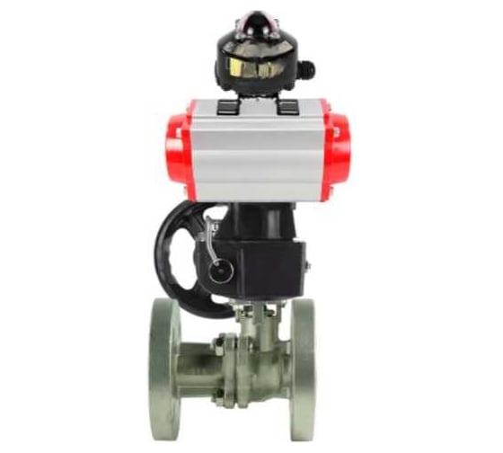 Кран шаровой DN.ru КШ.Ф.П.316.200 Ду150 Ру16, 27х27, фланц. с пн.приводом DA-140, руч.дубл. HDM-4 и БКВ LSB-510-02ExM12-250 D160-79576