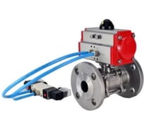 Шаровой кран DN.ru КШФПТ.304.180 Ду40 Ру40, фланцевый, PTFE, с пн.приводом DA-065 и пн.распред PND1-S2EM-52-2-T08-220VAC D160-81054