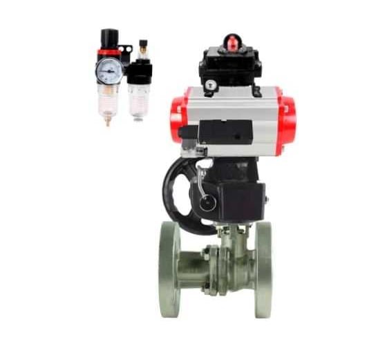 Кран шаровой DN.ru КШ.Ф.П.316.200 Ду150 Ру16, 27х27, фланц., пн.привод DA-140, пн.распред PND2-S1EM-52-1NC-J08-24VDC, руч.дубл. HDM-4, БКВ LSB-410-02ExM12-250, БПВ APU1- D160-80004