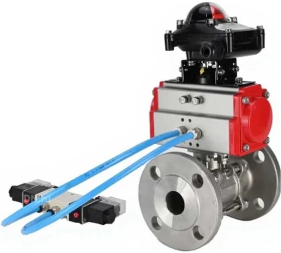 Шаровой кран DN.ru КШФПТ.304.180 Ду50 Ру40, фланц., PTFE, пн.привод DA-065, пн.распред PND1-S2EM-52-2-T08-220VAC, БКВ LSB-210-02NM12-220/24 D160-81085