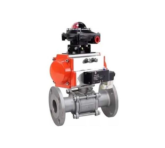 Шаровой кран DN.ru КШФПТ.304.180 Ду50 Ру40, фланц., PTFE, пн.привод DA-065, пн.распред PND1-S2EM-52-2-T10-220VAC, БКВ LSB-510-02ExM12-250 D160-81335