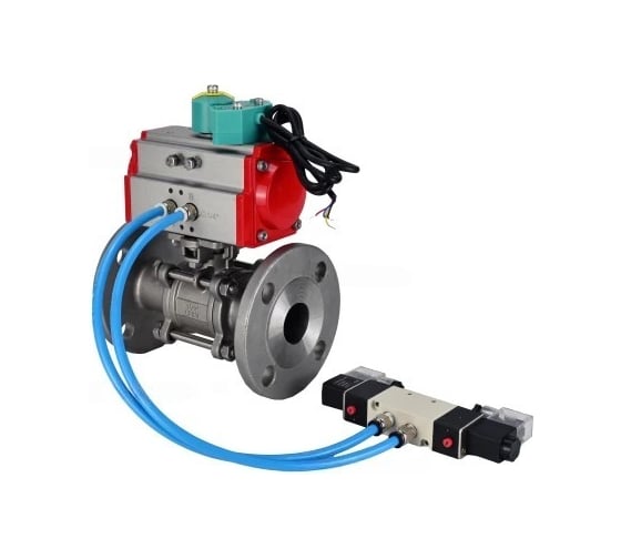 Шаровой кран DN.ru КШФПТ.304.180 Ду50 Ру40, фланц., PTFE, пн.привод SA-083, пн.распред PND1-S2EM-52-2-T10-220VAC, магн.перекл. МППП-200 D160-81500