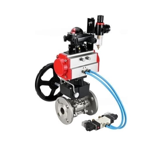 Шаровой кран DN.ru КШФПТ.304.180 Ду50 Ру40, фланц., пн.привод DA-065, пн.распред PND1-S2EM-52-2-T10-220VAC, БКВ LSB-210-02NM12-220/24, БПВ APU1-10-40-V08 D160-81265