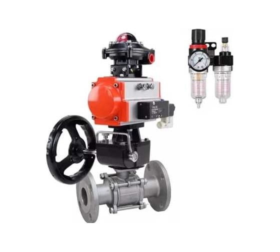 Шаровой кран DN.ru КШФПТ.304.180 Ду50 Ру40, фланц., пн.привод DA-065, пн.расп. PND1-S2EM-52-2-T08-220VAC, БКВ LSB-410-02ExM12-250, руч. HDM-1, БПВ APU1-10-40-V08 D160-81 D160-81155