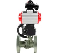 Кран шаровой DN.ru КШ.Ф.П.316.200 Ду15 Ру40 двухходовой, фланц. с пн.приводом DA-052, руч.дубл. HDM-1 и БКВ LSB-210-02NM12-220/24 D160-79532